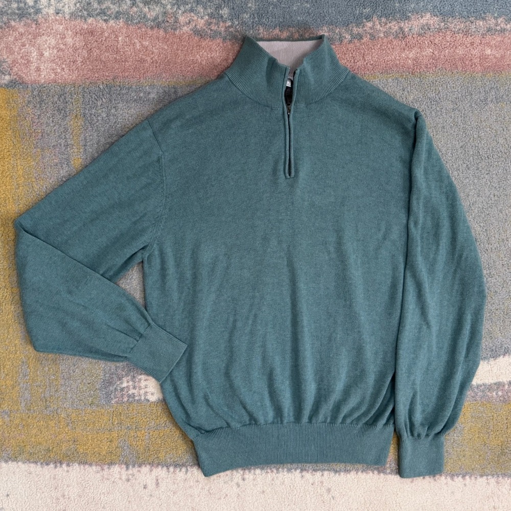 Puritan Cape Cod Mens Quarter Zip Pima Cotton L‎ Sweater Layers 2010s Coastal - Picture 4 of 11